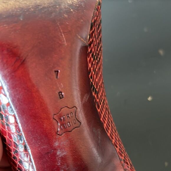 Vintage Bruno Magli Red Snake Skin Heels - Picture 11 of 11